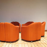  7 Serie 142 Tecno chairs  Alexander Girard fabric