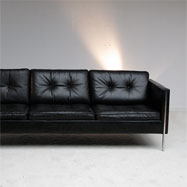 1962 rare 442 Pierre Paulin black leather sofa