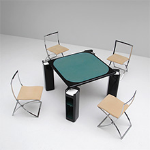 Gaming table in black lacquered wood   