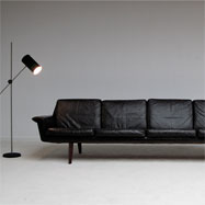 LOW PROFILE luxury danish modern 4 seat leather sofa