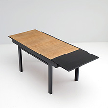 Black ebonized two tone dining table 