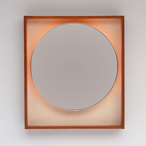 Rectangular Wall Hung Round Mirror  