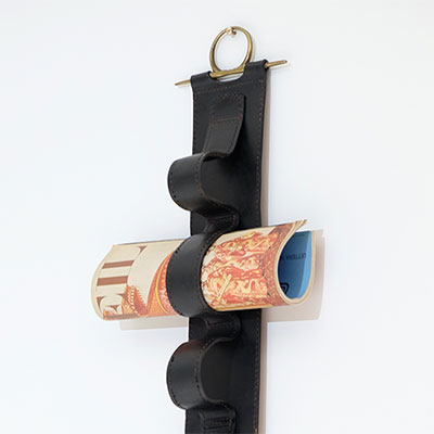  Jacques Adnet Wall Hung Leather Book Strap  