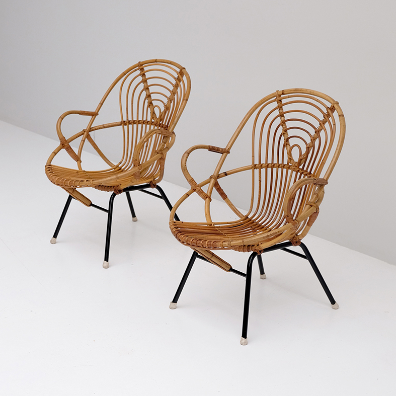 Rattan Side Chairs designed by Dirk van Sliedregt 