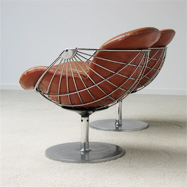 2 Rudi Verelst swivel chrome wire side chairs 1970s