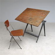 Industrial Reply drafting table and Pyramid chair Wim Rietveld