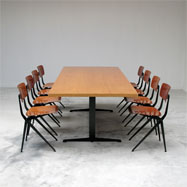 70s De Marko industrial dining / working table and 8 chairs