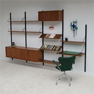 60s Poul Cadovius Royal System floating wall unit with writing desk