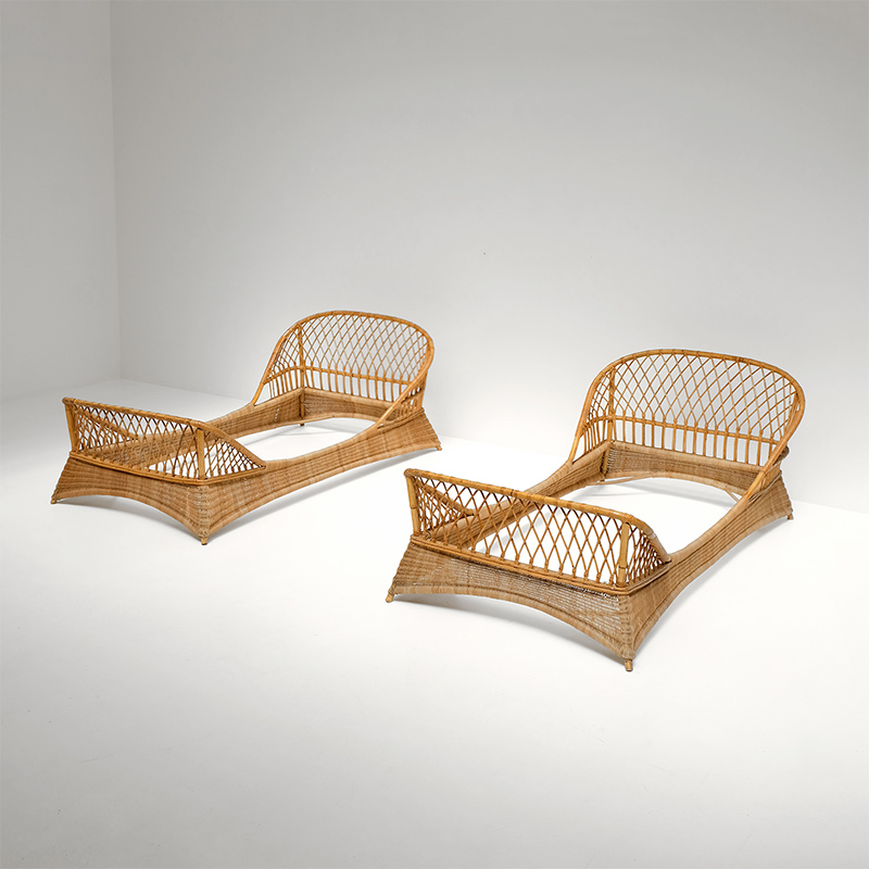 Two 1950s Rattan Daybeds