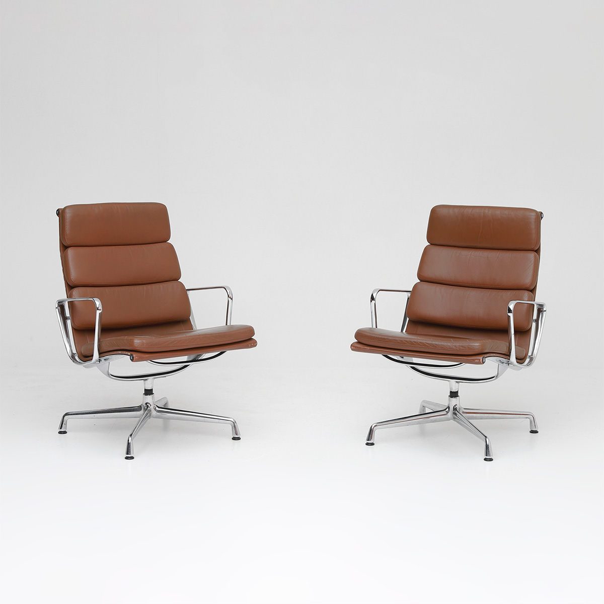 Pair of Eames  Aluminium EA216 Armchairs 