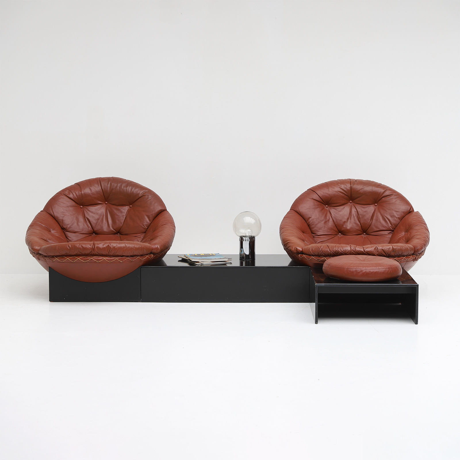 Leather Lounge Chairs by Illum Wikkelso for Ryesberg 1970s
