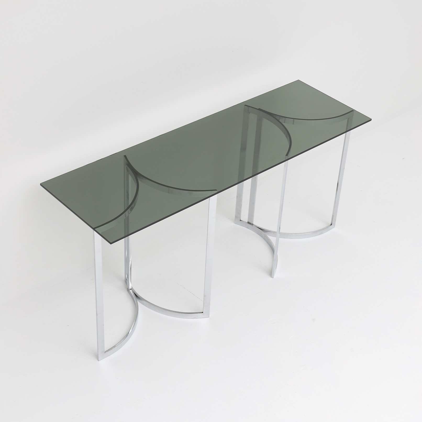 70s Chrome and glass console