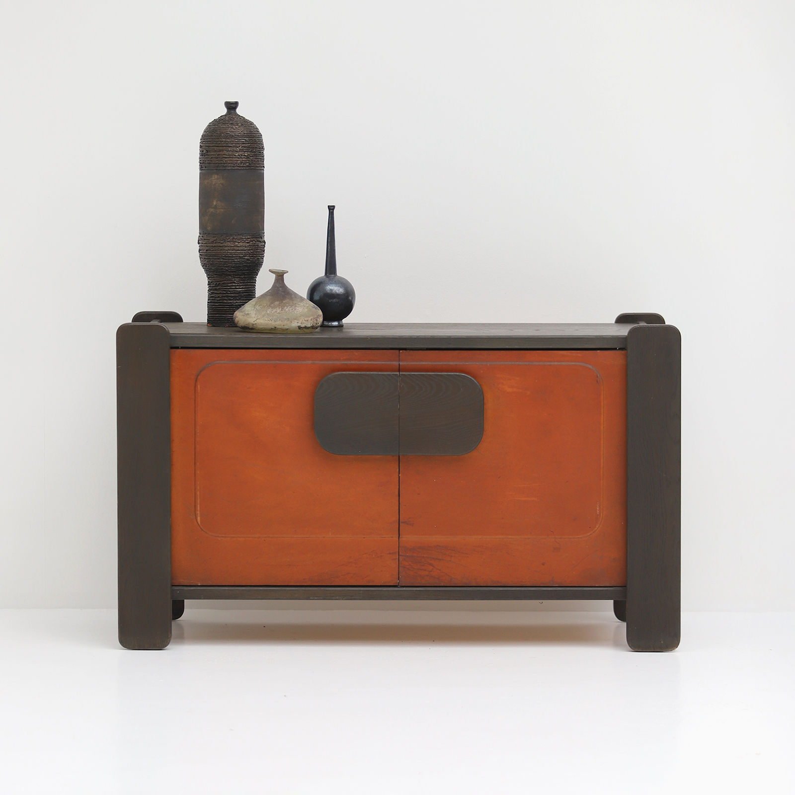 1976 Hi-Plan Design Furniture Cabinet with Leather Doors