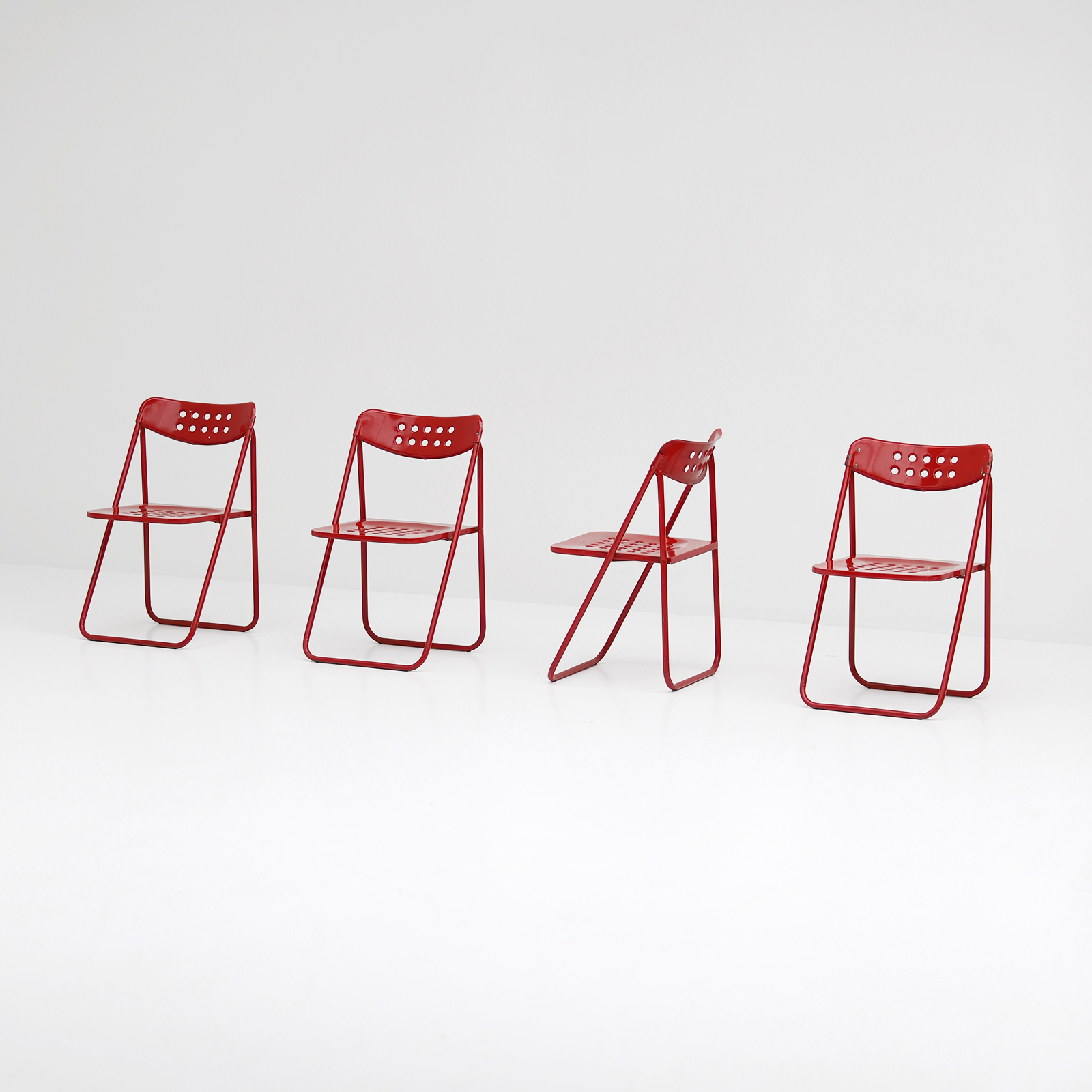 Red Metal Folding Chairs 1980s