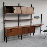 1950s dutch Webe wall unit with writing desk