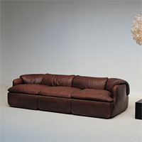 Alberto Rosselli confidential 3 seat leather sofa system 1970s