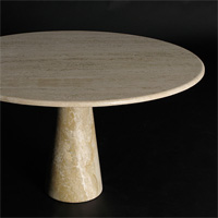 Round travertine pedestal table by Angelo Mangiarotti