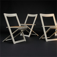 4 decorative white laquered folding chairs 1970s