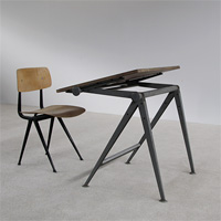 Industrial drafting table and chair design by W. Rietveld & F. Kra