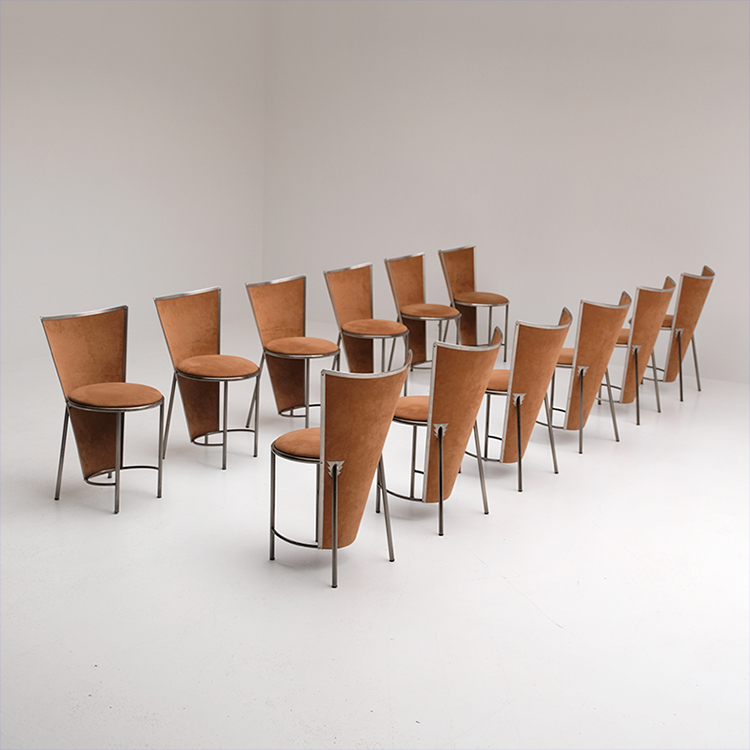 Frans Van Praet 12 Dining Chairs