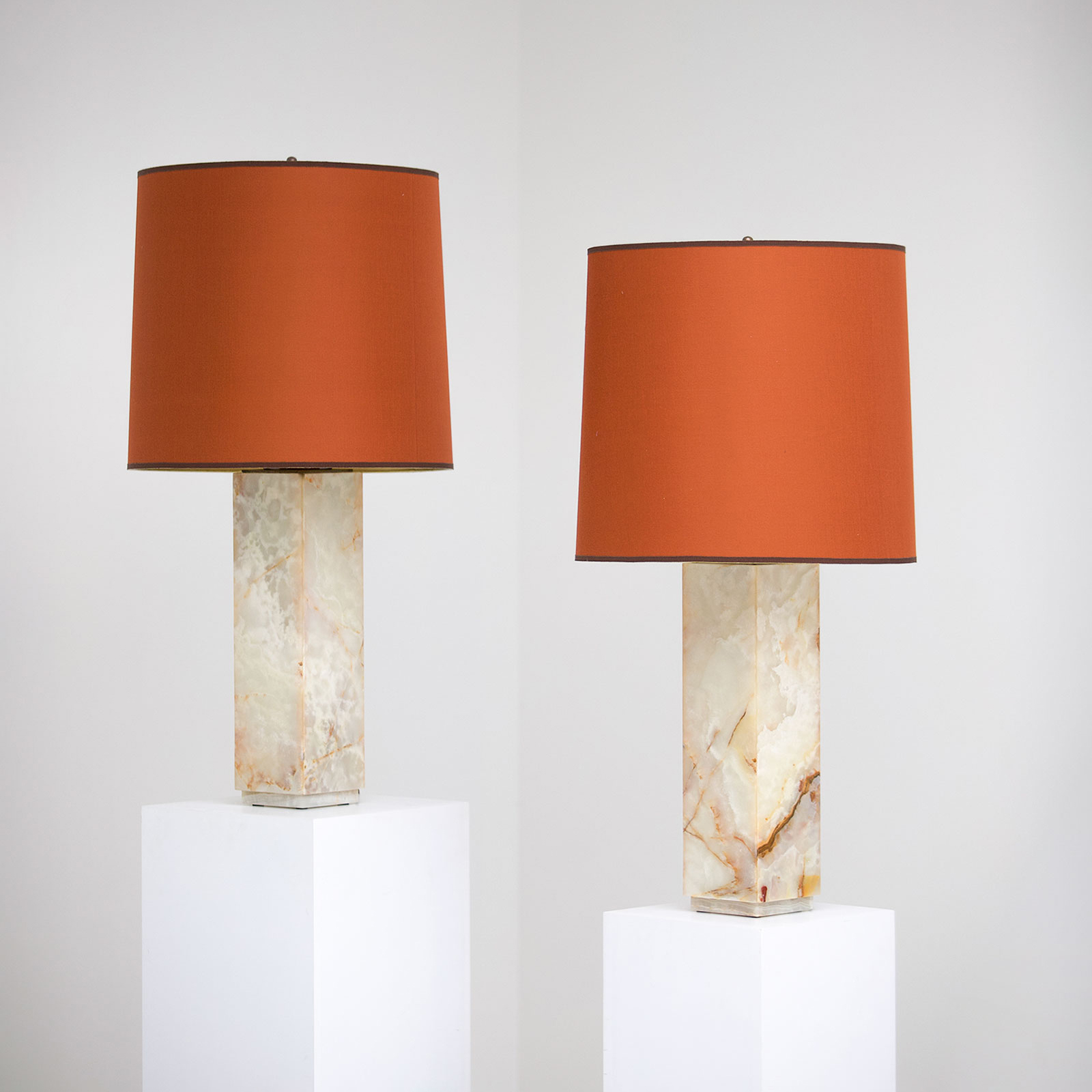 Pair of marble table lamps