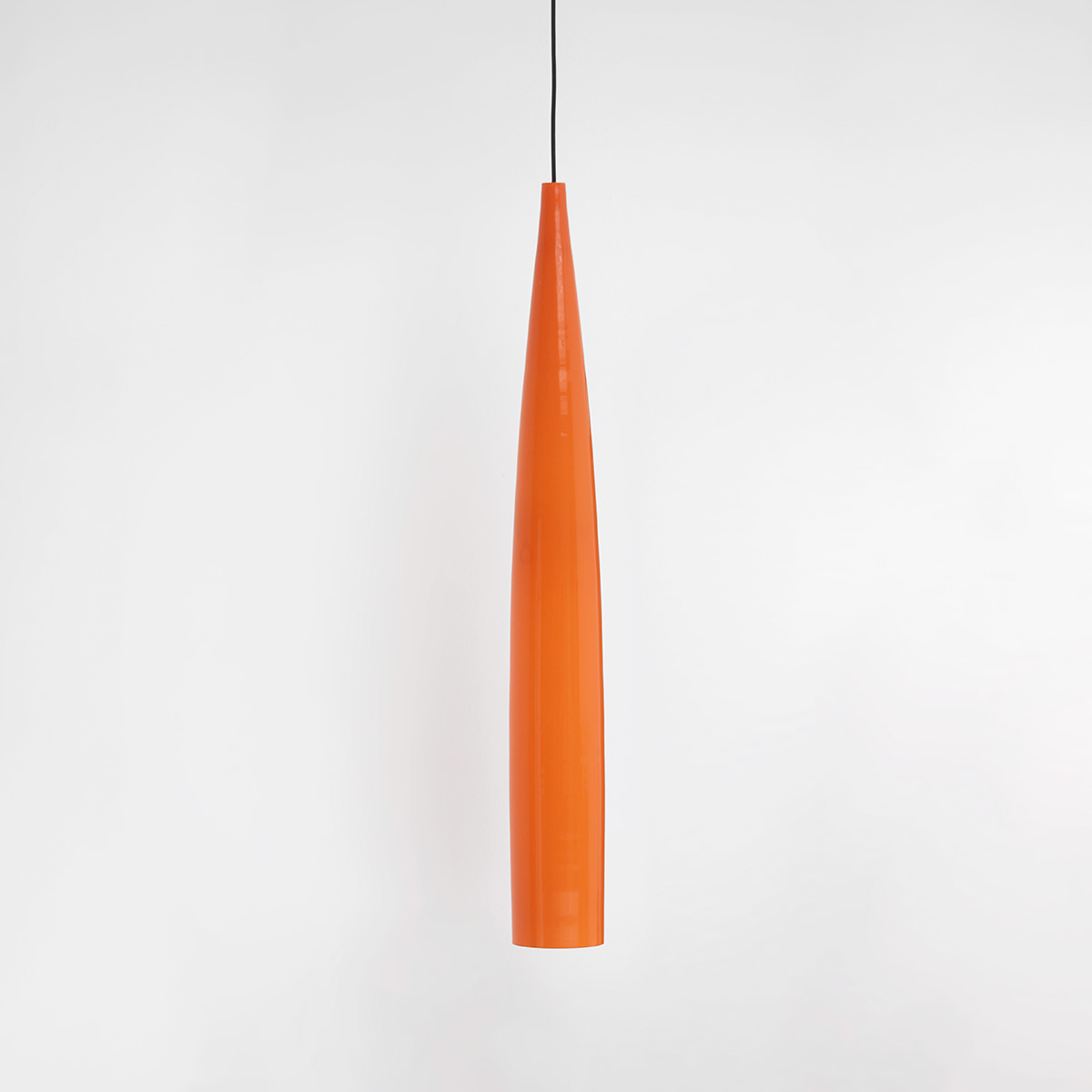 Orange tube pendant lamp by Gino Vistosi