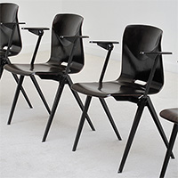 4 industrial school chairs with armrest