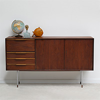 fantastic 60s vintage credenza with tall chrome legs