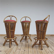 1950's 3 cone shaped Tiki bar stools