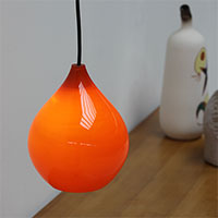 60s Small Orange tear drop lamp, component glass