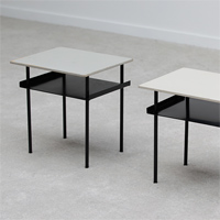 1950s RARE industrial pair of Wim Rietveld side tables