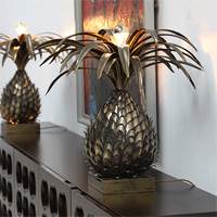 Two modern 1970s Pineapple brass Lamps