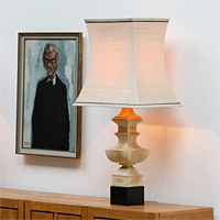 A pair of tall pagoda shaped table lamps James Mont