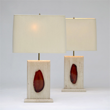 A pair of travertin table lamps 1980s