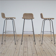 vintage woven cane chrome bar stools