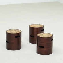 3 cylinder small side tables, design 'R.LEDUC' 'VALLAUR