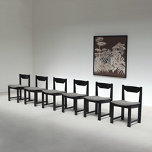 A set of 6 Black oak chairs 1970s