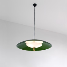 1950s green plexy saucer lamp