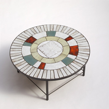 1950s round decorative ceramic coffee table