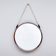 rosewood danish circular mirror with rope