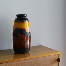 Scheruich Ceramic Tall Lava Glaze Vase with Relief
