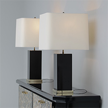Two 1960-1970 Black Lacquer Lamps  