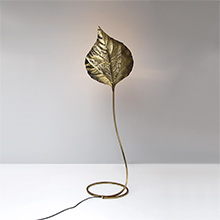 1970s Large Brass Leaf Floor Lamp by Tomasso Barbi