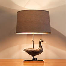 carved wooden duck lamp 1970s