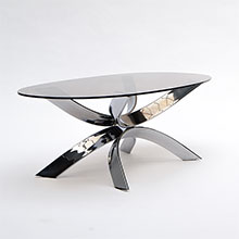 Sculptural chrome coffee table   