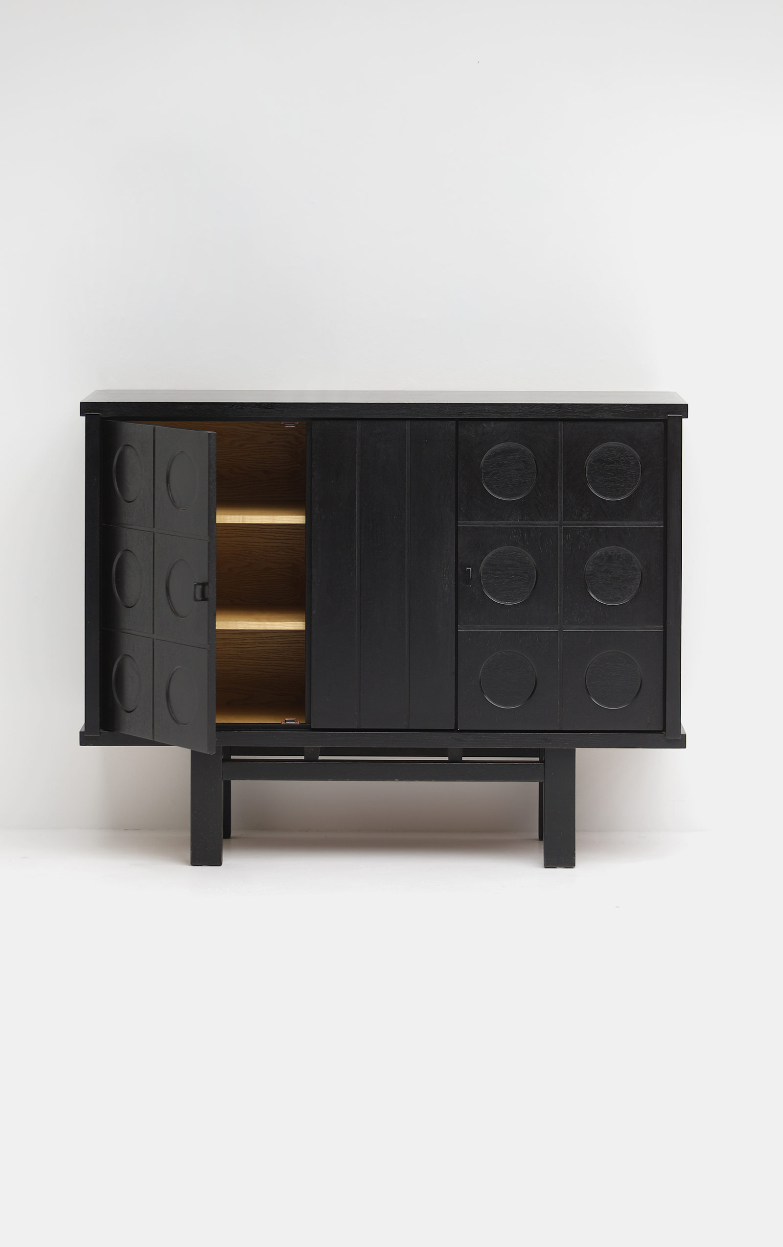 Black oak brutalist cabinet with graphical doors 1970simage 16
