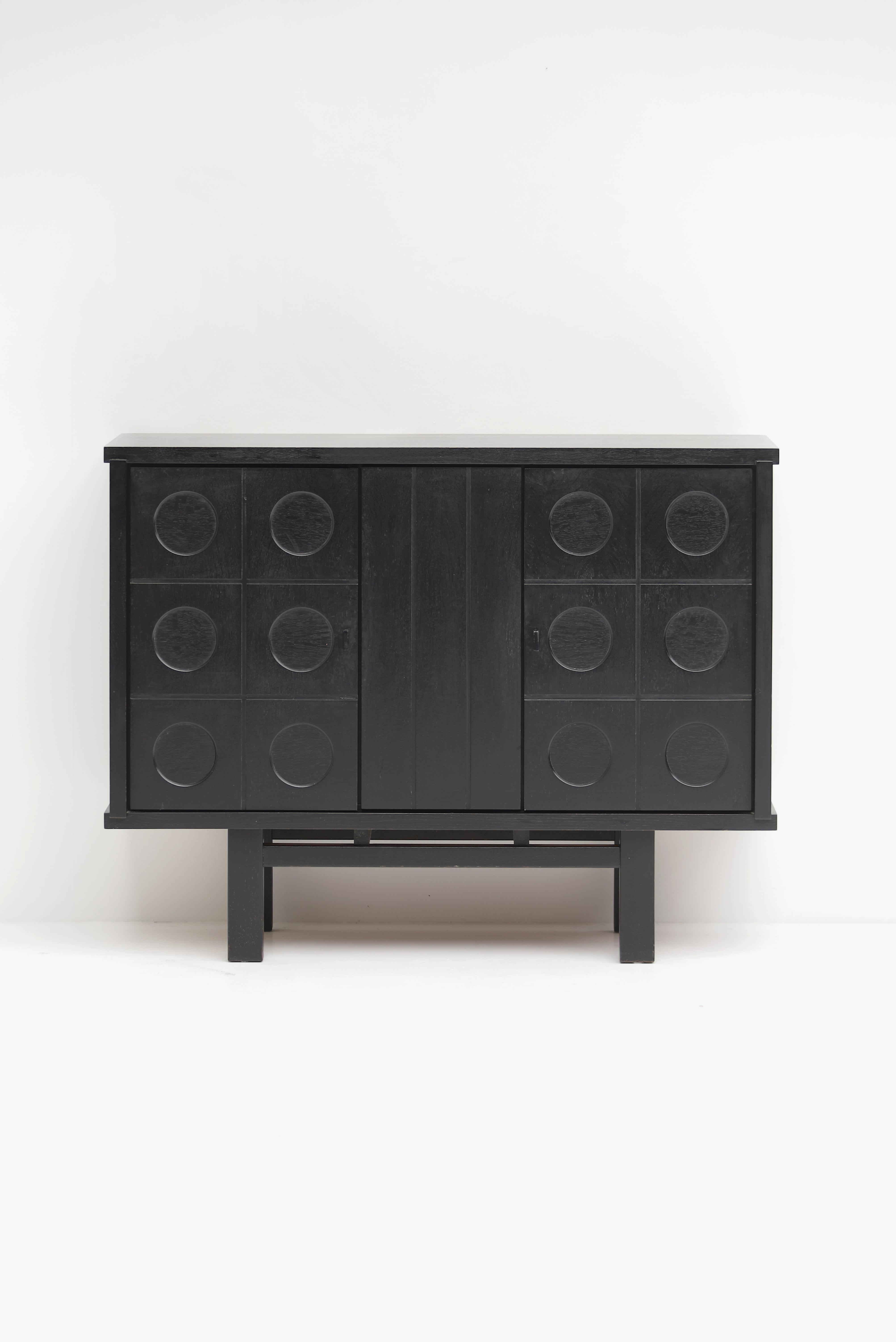 Black oak brutalist cabinet with graphical doors 1970simage 15