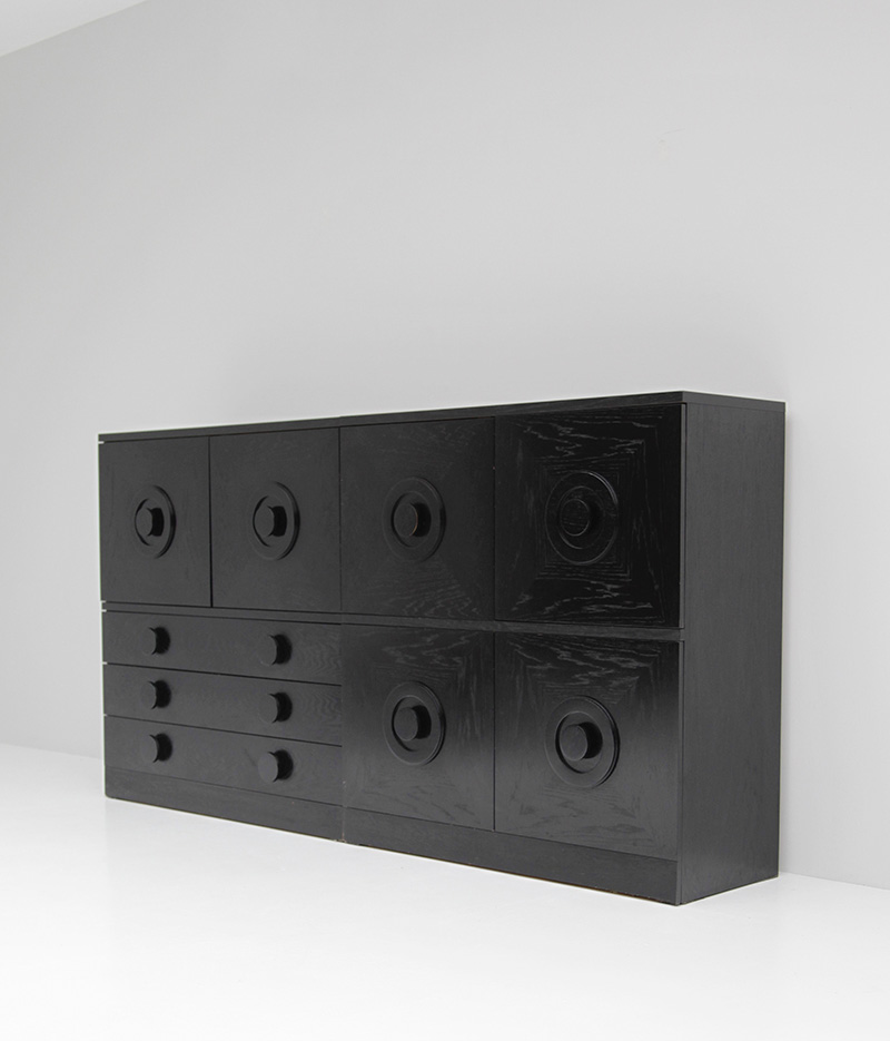 City Furniture BLACK EBONIZED SIDEBOARDS WITH GRAPHIC DOORS