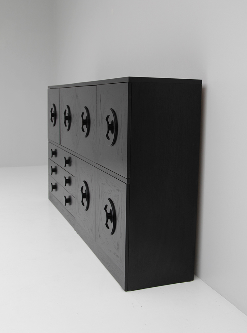 City Furniture BLACK EBONIZED SIDEBOARDS WITH GRAPHIC DOORS