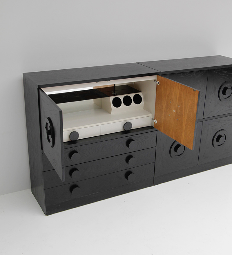 City Furniture BLACK EBONIZED SIDEBOARDS WITH GRAPHIC DOORS